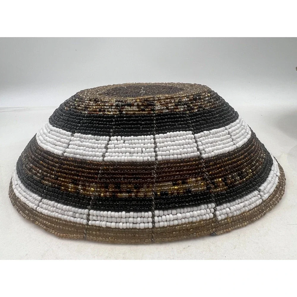 Seed Bead Bowl Basket Wire Framed Design Basket 11.5